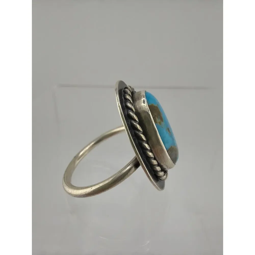 Raegan Hough Handmade Sterling Silver Turquoise Statement Ring Size 10